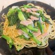 のらぼう菜とわけぎの和中華風パスタ