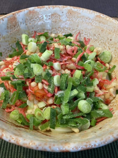 朝ごはんにキムチ釜玉うどん-レシピのメイン写真