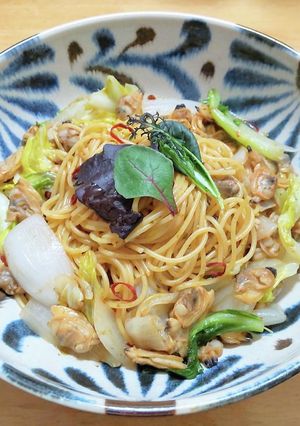 ごはんですよ！でアサリとキャベツのパスタ-レシピのメイン写真