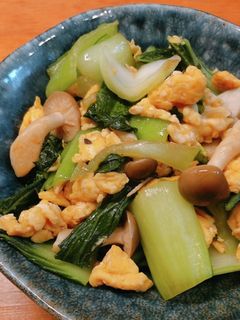 簡単☆10分以下☆青梗菜としめじの卵炒め-レシピのメイン写真