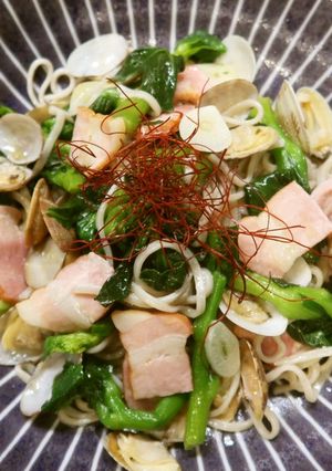 【郷土食】蕎麦の和風ボンゴレビアンコ-レシピのメイン写真