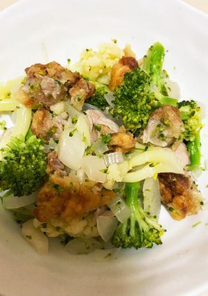 余った唐揚げとらっきょうでホットサラダ-レシピのメイン写真