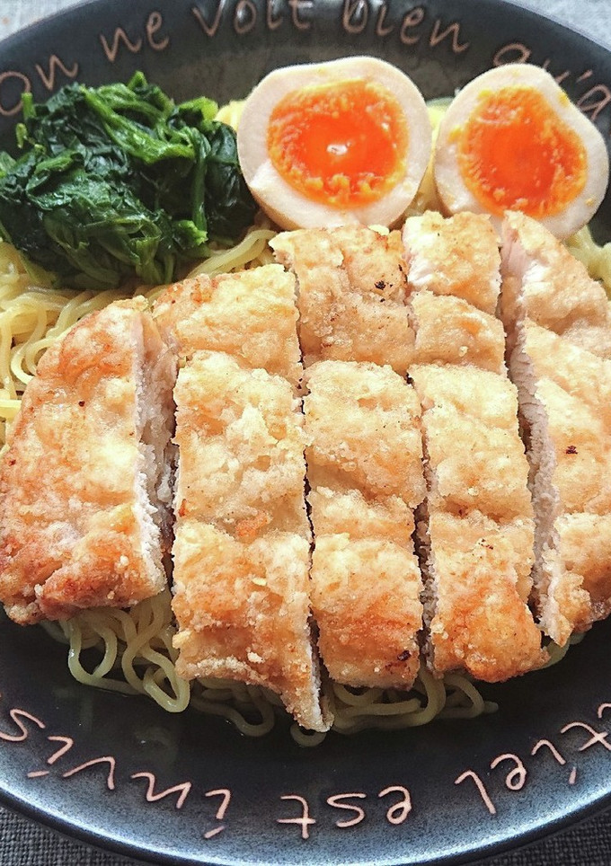 揚げチキンとほうれん草と煮卵の冷やし中華-レシピのメイン写真