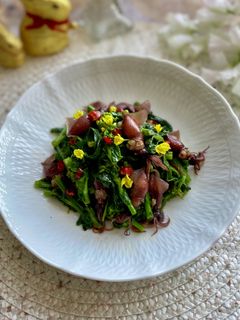 菜の花とホタルイカのペペロンチーノ炒め-レシピのメイン写真