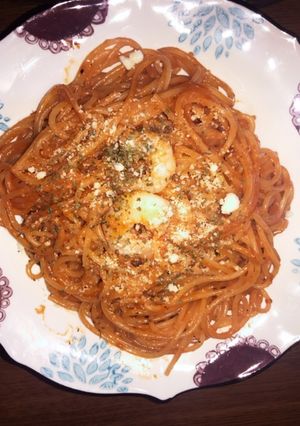 ケチャップでエビトマトクリームパスタ-レシピのメイン写真