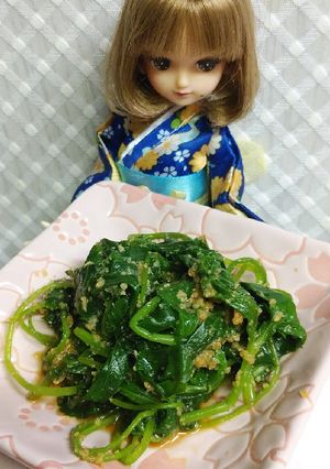 リカちゃん♡三つ葉アーモンド和えꕤ*｡-レシピのメイン写真