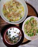 野菜たっぷり、あっさり塩ぶた丼