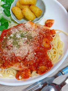 【簡単】魚介のトマトソースパスタ-レシピのメイン写真