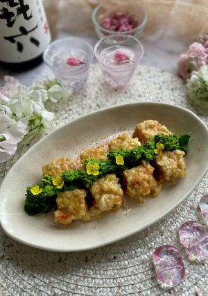 厚揚げと菜の花の新玉ねぎ味噌マヨ焼き-レシピのメイン写真