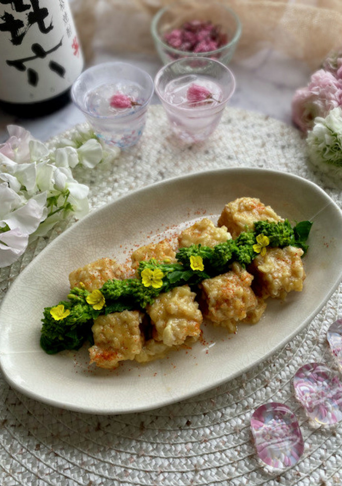 厚揚げと菜の花の新玉ねぎ味噌マヨ焼き-レシピのメイン写真