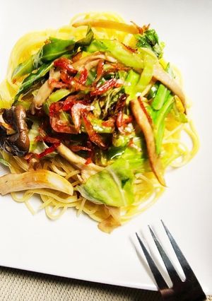 干しエビとキャベツ、エリンギのスパゲティ-レシピのメイン写真