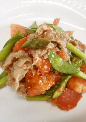 豚バラ肉とトマトの炒め物♪めっけ-レシピのメイン写真