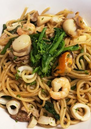 菜の花とシーフードのパスタ-レシピのメイン写真