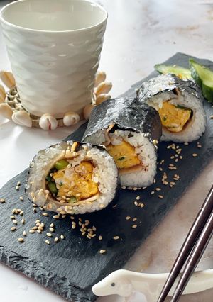 ハムと卵のネギキンパ　海苔巻き　韓国料理-レシピのメイン写真