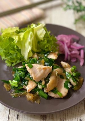 鶏むねと福神漬けとニラの炒め物-レシピのメイン写真