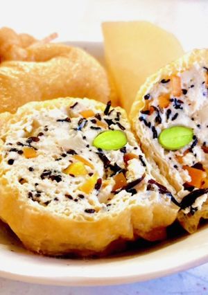 豆腐の鶏ひき肉入り♡油揚げの巾着煮♡-レシピのメイン写真