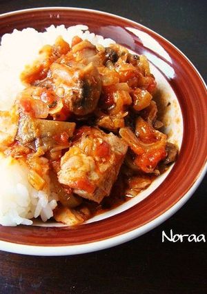 保育園の鶏ときのこのバジル丼-レシピのメイン写真