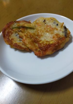 蒸し鶏入り！チヂミ風おやき-レシピのメイン写真