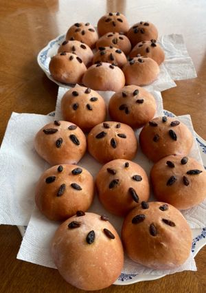 紫さつま芋の味噌餡パン！可愛いプチパン♪-レシピのメイン写真