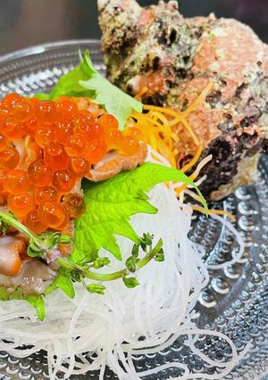 【糖質オフ】さざえのお刺身　いくら添え-レシピのメイン写真