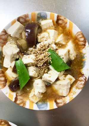 レンジ豚こまピリ辛オイスター麻婆豆腐茄子-レシピのメイン写真