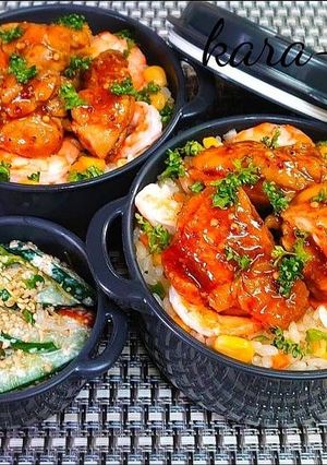 簡単♪ケチャハニマスチキン海老ピラフ弁当-レシピのメイン写真