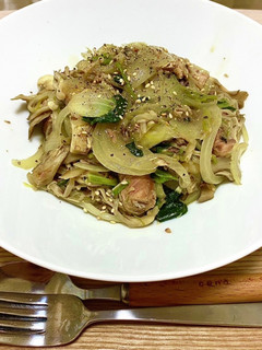 糖質10g以下!サバ缶キノコの白滝パスタ-レシピのメイン写真
