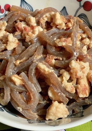 こんにゃくと鶏ひき肉の酢味噌炒め-レシピのメイン写真