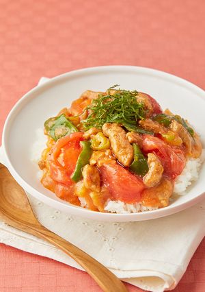 大豆のお肉で！コク旨麻婆トマト丼-レシピのメイン写真