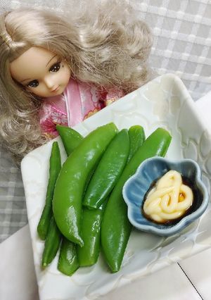 リカちゃん♡塩茹スナップエンドウ醤油マヨ-レシピのメイン写真