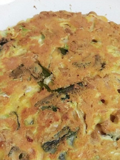 残った強力粉で!納豆とキムチのお好み焼き-レシピのメイン写真