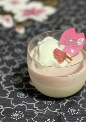 桜のレアチーズ風プリン-レシピのメイン写真