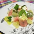 グレープフルーツ添えの生ハム巻き