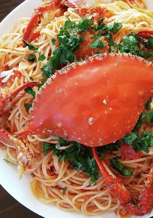 ワタリガニのトマトパスタ-レシピのメイン写真