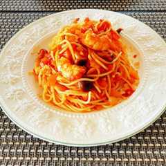 รูปของ 特製えびのトマトソースパスタ♡