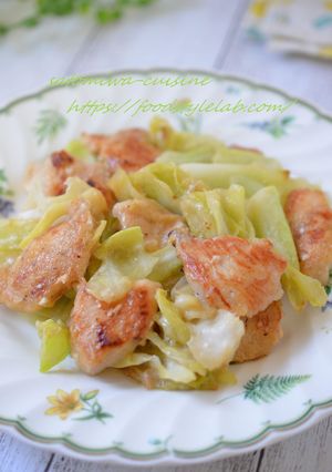 鶏むね肉と春キャベツのワサビクリーム炒め-レシピのメイン写真