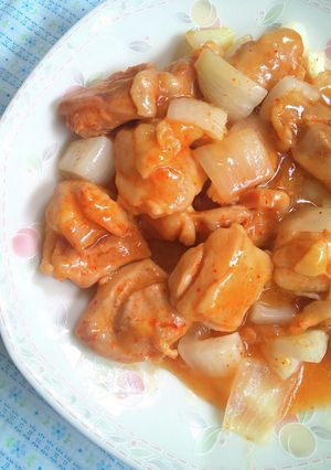 鶏ももと新玉ねぎのキムチあんかけ-レシピのメイン写真