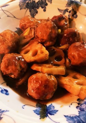 鶏肉団子とレンコンの甘酢餡掛け-レシピのメイン写真
