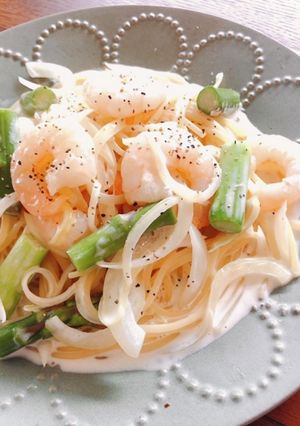 【簡単】エビとアスパラのクリームパスタ-レシピのメイン写真