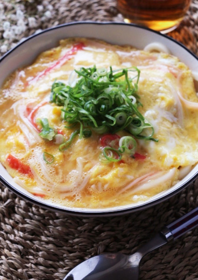 とろーり美味しい♪半熟卵のカニ玉うどん-レシピのメイン写真