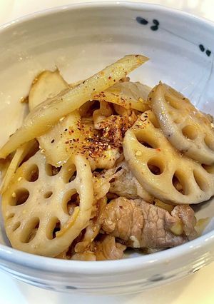 蓮根とうどと豚肉の甘辛炒め-レシピのメイン写真