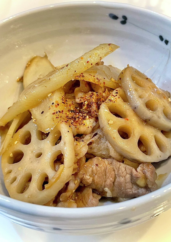 蓮根とうどと豚肉の甘辛炒め-レシピのメイン写真