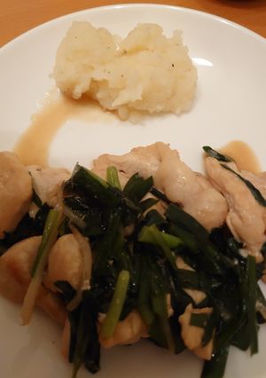 鶏ムネニラ炒め-レシピのメイン写真