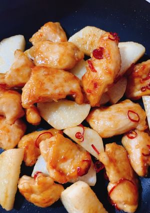 ムネ肉と長芋の甘辛炒め-レシピのメイン写真