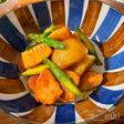 新じゃが・筍・アスパラ・鶏肉の青椒肉絲風