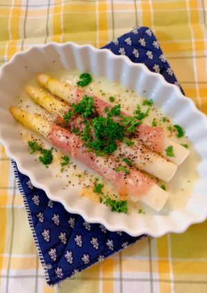 ホワイトアスパラガスの生ハムチーズ焼き-レシピのメイン写真