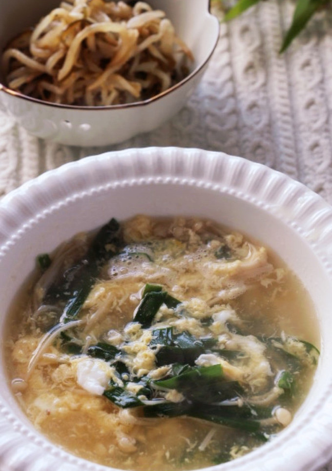 ニラとえのきの中華スープ-レシピのメイン写真
