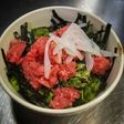 鮪の中落ちとイカの丼ぶり(*≧∀≦*)