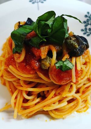 簡単、おいしい！パスタ♪プッタネスカ-レシピのメイン写真