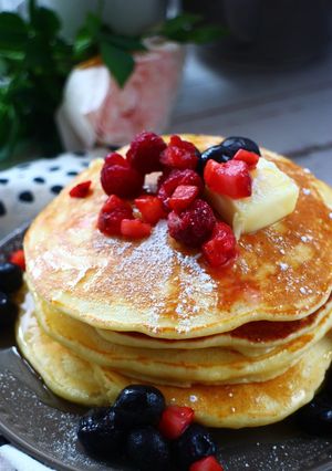 贅沢な朝食♡米粉のもっちりパンケーキ-レシピのメイン写真